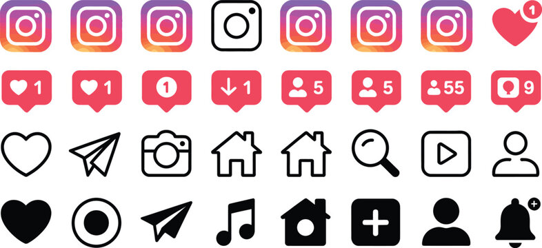 instagram notification icons pack likes comments followers badges