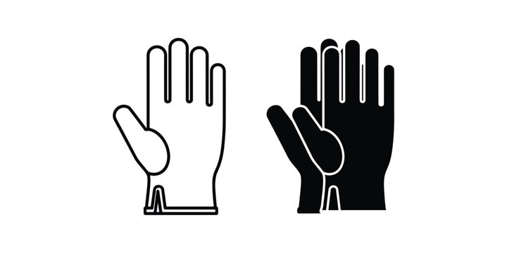 Black and white outline of work gloves against a clean backdrop symbolizing protection and safety during labor