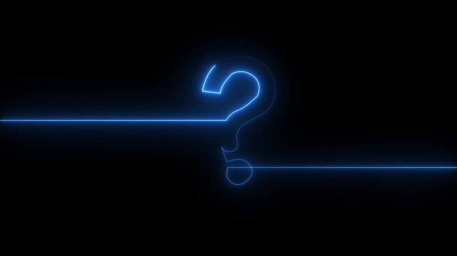 Neon Glowing Question Mark Icon Loop Animation &ndash; Abstract Asking Symbol on Black Background, Futuristic UI Concept Motion Graphic