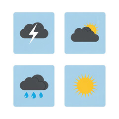Obraz premium Set of four weather icon buttons as clean cutout