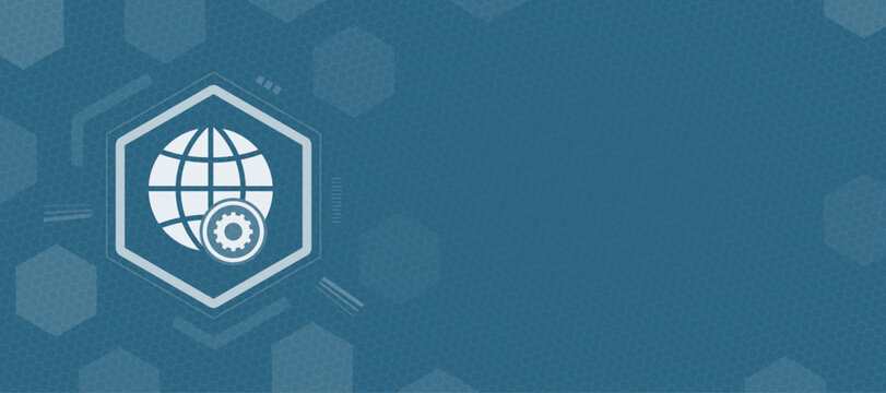 Abstract digital illustration featuring a globe with gear settings, providing ample copy space for your business presentation, tech project, or global configuration interface design.
