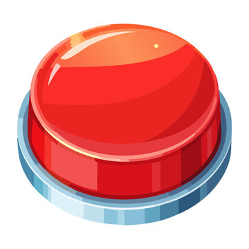 Big red electronic emergency button dome switch device with polished chrome metal bezel base housing for spaceship laboratory console panel