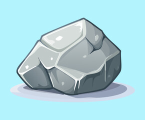 Sharp edged jagged silver grey granite rock boulder for mountain climbing route obstacle element in adventure action mobile video game © firstprincess