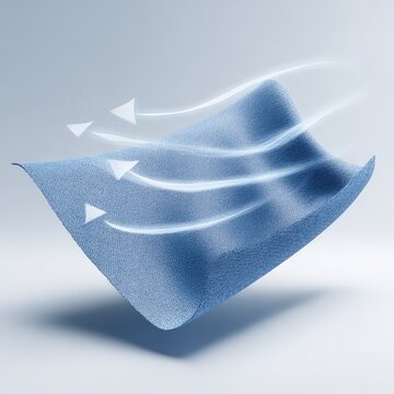 Textile with Wind Flow Arrows Demonstrating Breathability