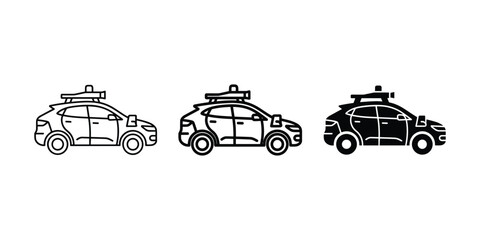 Three Police Cars Vector Illustration Line Art Minimal Design © ASMA Stock