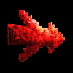 Fototapeta premium Red Pixelated Arrow on Black Background