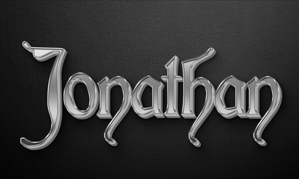 Silver 3D text effect of name Jonathan on dark background.	