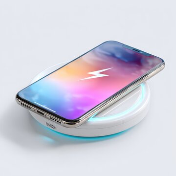 Modern Smartphone on Wireless Charging Pad