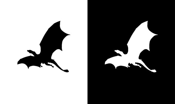 flying dragon silhouette vector illustration, maleficent dragon silhouette vector, silhouette of flying dragon, flying, dragon, silhouette, black, illustration, white, animals, icon, symbol, design, 