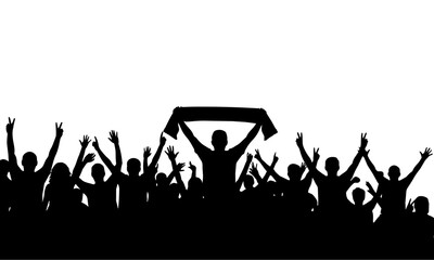 Fototapeta premium Silhouette of Cheering Sports Fans and Concert Crowd, png