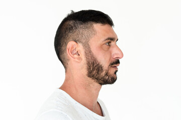 Fototapeta premium Profile view of bearded man.
