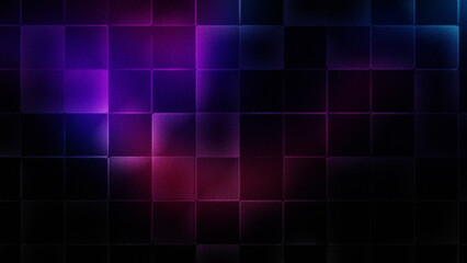 Abstract purple and blue glowing square tiles background © Baby