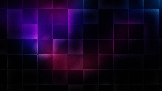 Abstract purple and blue glowing square tiles background
