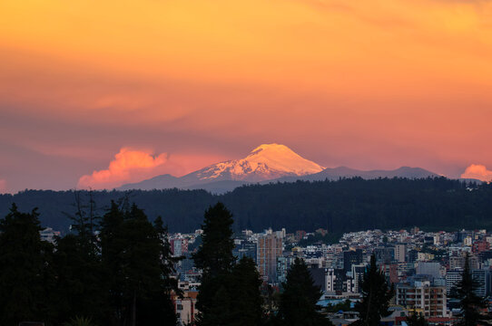 Cayambe Volcano at Sunset Over Quito, Ecuador