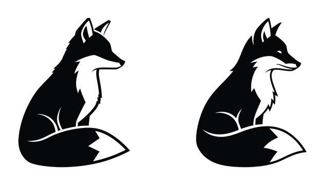 Black and white fox silhouette illustrations