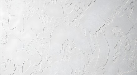 Fototapeta premium White textured wall surface with rough plaster finish and irregular cracks ideal for backgrounds and design elements in modern architecture and interior design projects