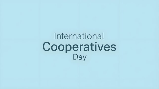 Minimalist International Cooperatives Day Typography Design on Clean Pastel Blue Background