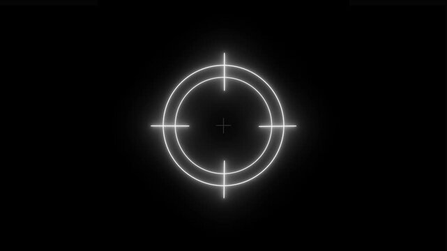Glowing digital crosshair hud overlay, precision targeting sight animation for gaming and ui reticle