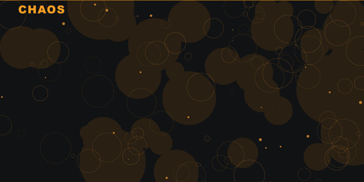 Screen looping animated background featuring a chaotic abstract pattern of overlapping dark brown circles, gold fragments, and shining bokeh light dots against a solid black backdrop.