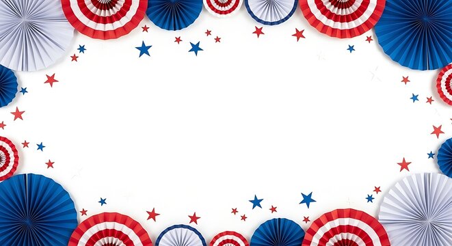 Patriotic paper fans and stars for Independence Day decoration