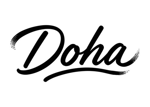 Doha city name. Vector city name brush on a white background