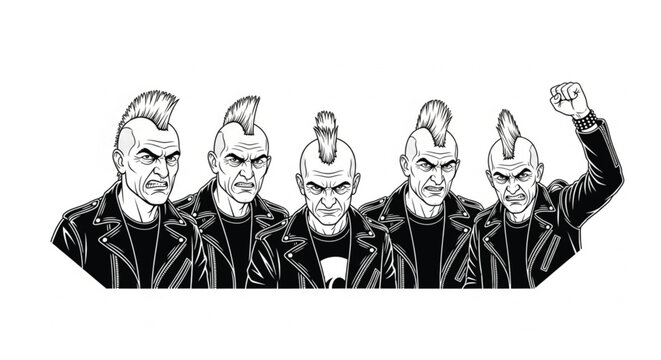Punk rock group with mohawks.