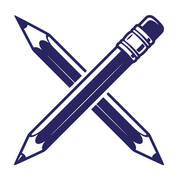Crossed pencils graphic design element with graphite stationery illustration education sketching creative supplies isolated architect drafting artistic