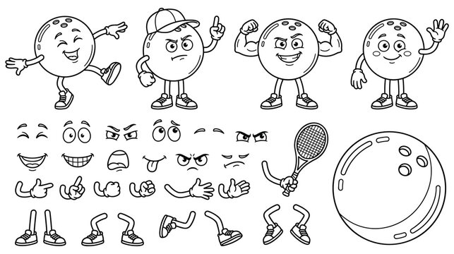Bowling ball character constructor kit for animation.