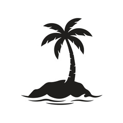 Palm tree on tropical island silhouette graphic icon with ideal for travel © Sharmin