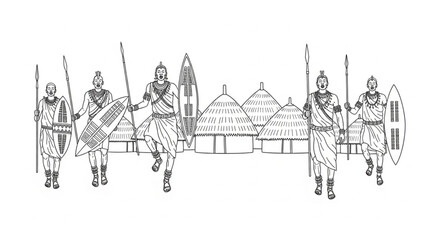 Obraz premium Warriors in ancient battle formation.
