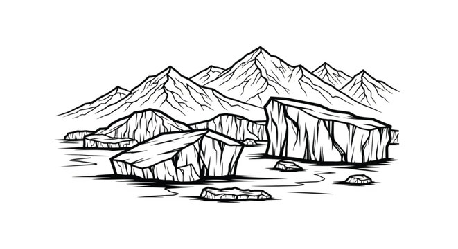 Large Iceberg Floating in Water.