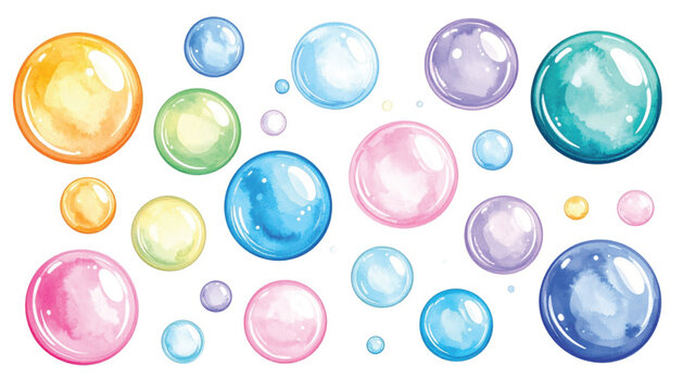 Colorful Bubbles Floating in Air.