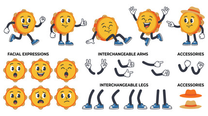 Fototapeta premium Tambourine instrument mascot character creator kit design.