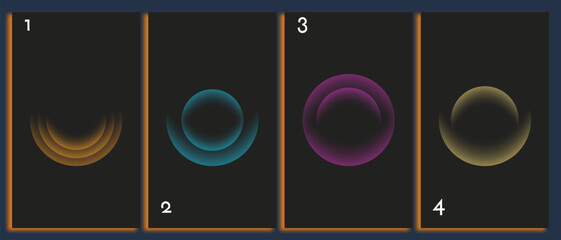 Colorful crescent moon phases sequence on dark gradient background minimalist design © ShibPada