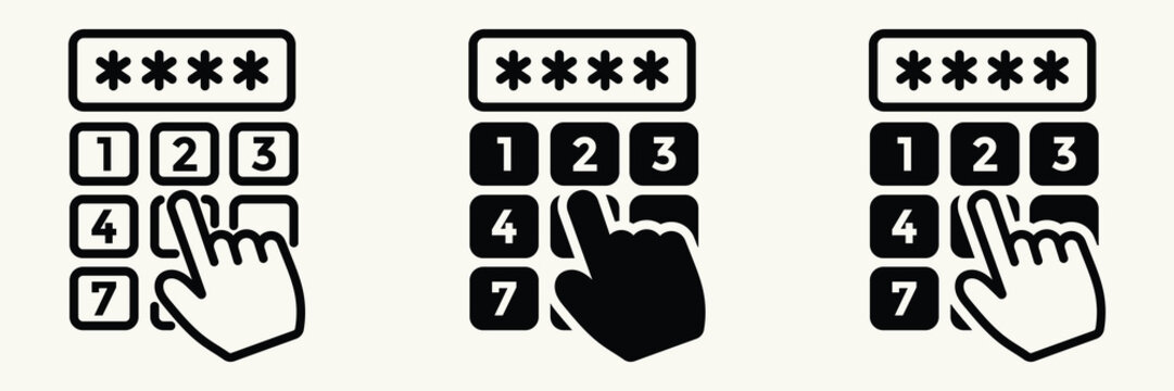 Hand entering password on numeric keypad