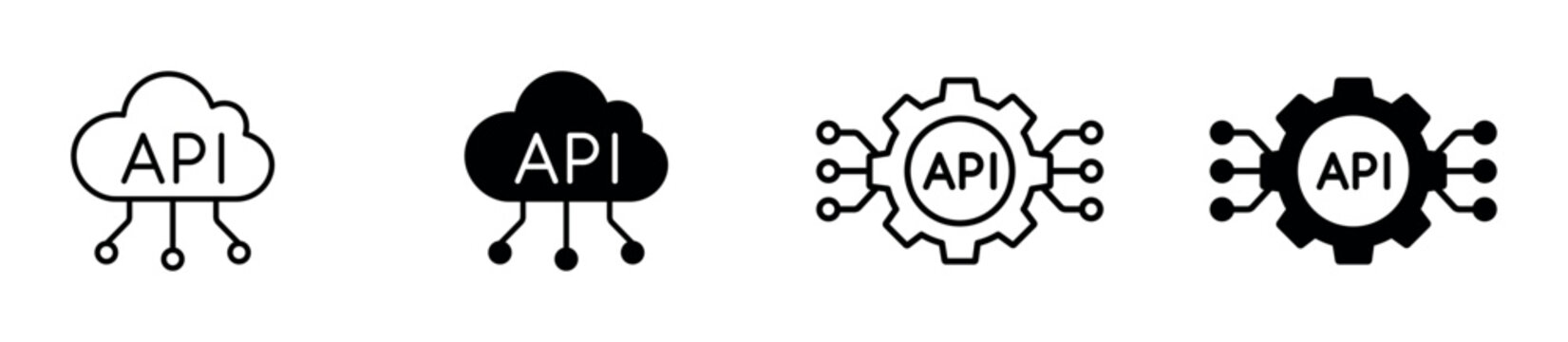 API Icon Set. Application Programming Interface, Cloud Connectivity and Software Development Icons. Vector Illustration.