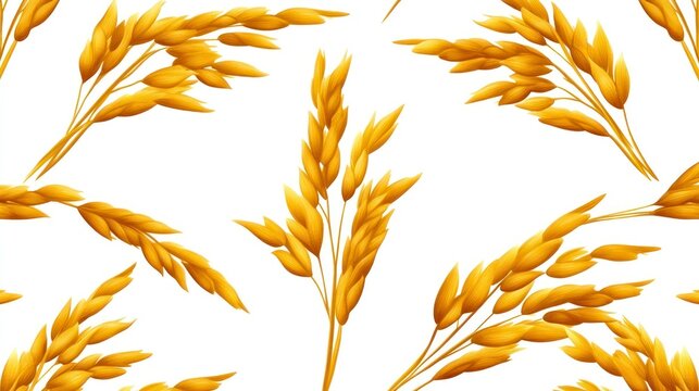 Golden Oat Grain Seamless Pattern