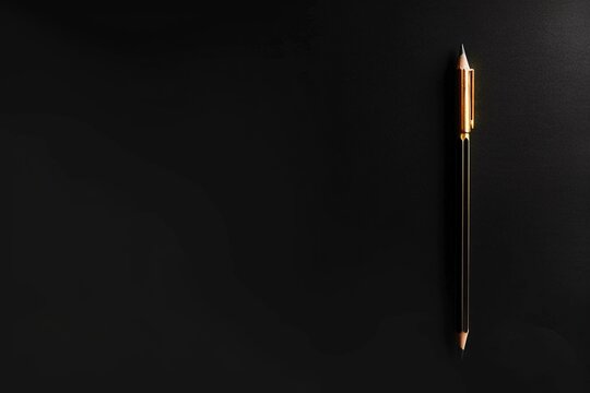 minimalistic design Idea light bulb with a pencil - flat lay, the extreme right third of an image