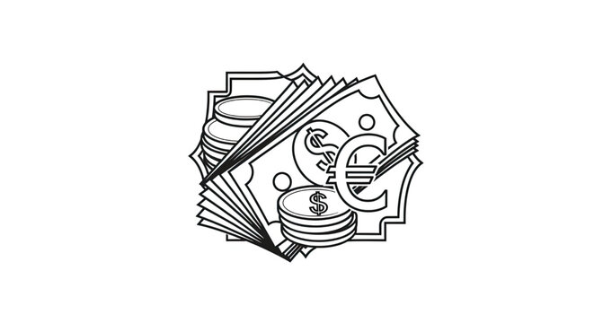 Cash Money Currency Banknotes Coins.