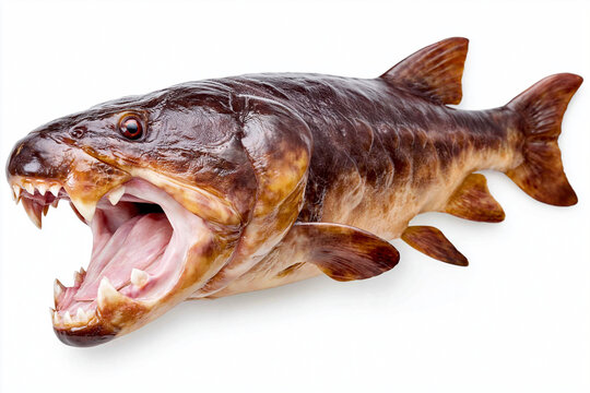 An isolated Dunkleosteus. Prehistoric Giant Fish with Sharp Teeth