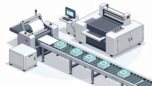 High-tech industrial digital printing machine in a modern manufacturing facility