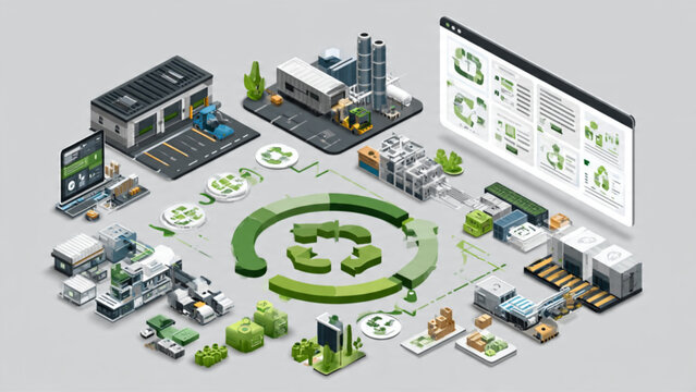 Smart factory automation with digital control systems, green infrastructure and robotics