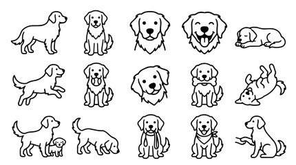 Obraz premium Golden Retriever dog icon set