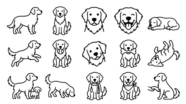 Golden Retriever dog icon set
