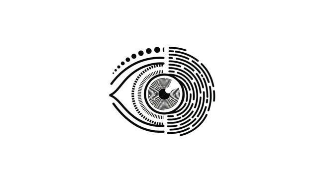 Eye with fingerprint iris scan detail.