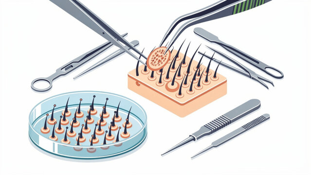 Medical scalpels forceps and tools arranged on sterile surgical table for operation