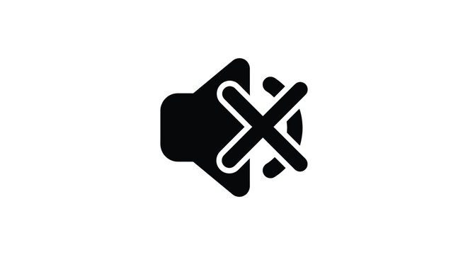 Muted speaker silhouette icon on a white background