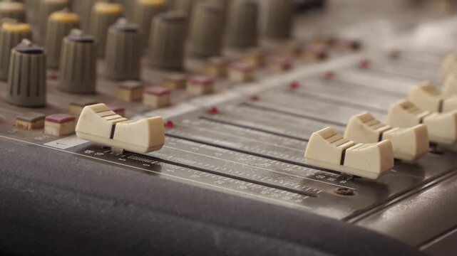 audio mixing console close up