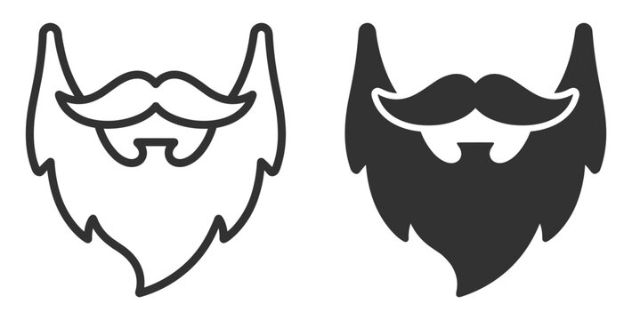 beard and mustache icon set, vector beard and mustache graphic design on transparent background