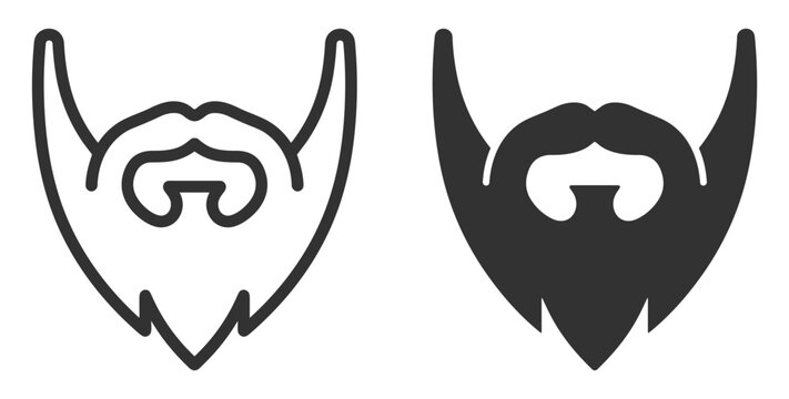 beard icon vector set with outline and solid style on transparent background